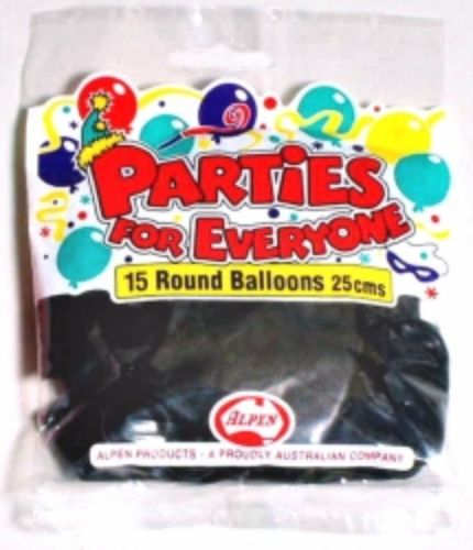 Picture of BALLOONS ALPEN 25CM BLACK 15'S