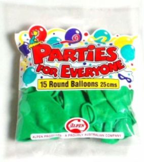 Picture of BALLOONS ALPEN 25CM GREEN 15'S