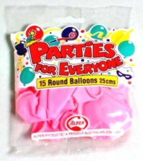 Picture of BALLOONS ALPEN 25CM PINK 15'S
