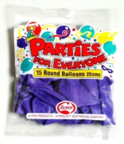 Picture of BALLOONS ALPEN 25CM PURPLE 15'S