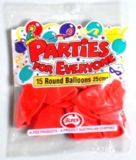 Picture of BALLOONS ALPEN 25CM RED 15'S