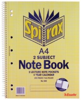 Picture of NOTE BOOK SPIRAX 605 A4 2 SUBJECT S/O