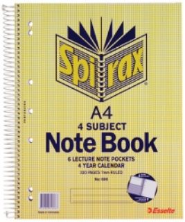 Picture of NOTEBOOK SPIRAX 606 A4 4 SUBJECT S/O