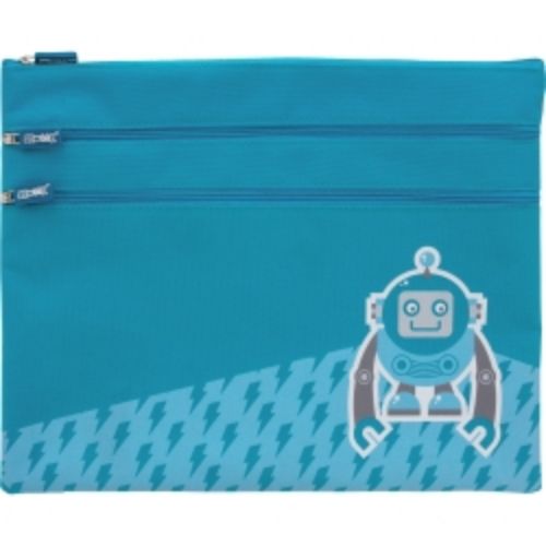 Picture of PENCIL CASE SKWEEK LARGE TWIN ZIPPER BLU