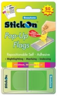 Picture of STICK ON FLAGS B/TONE POP-UP 45X25 LIME